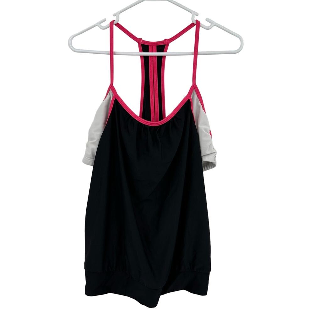 Reebok Size XL Tank Black Pink Racerback Activewear Running Gym Workout Athletic
